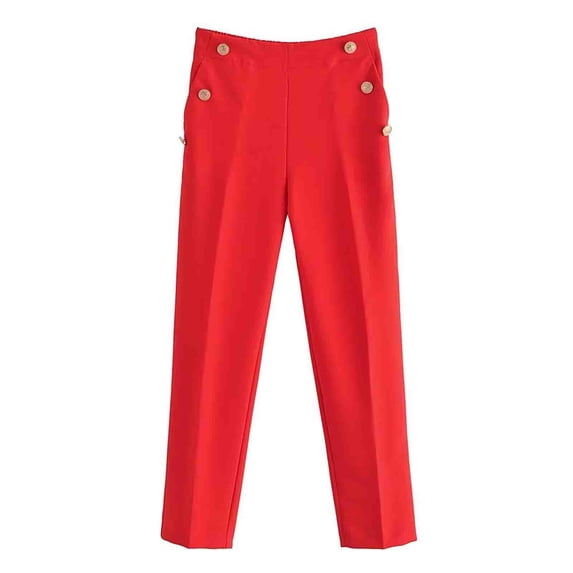 Brglopf Work Pants for Women High Waisted Business Casual Pants Side Button Skinny Dress Pants with Pockets Work Office Business Trousers