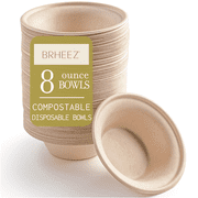 Brheez Disposable Bowls - Biodegradable, Compostable, 8 oz, 110-pack