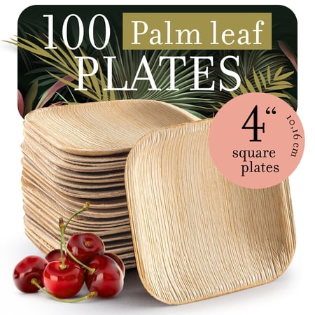 Brheez Disposable Plates Biodegradable Compostable Party Plates, 4”, 100-Count
