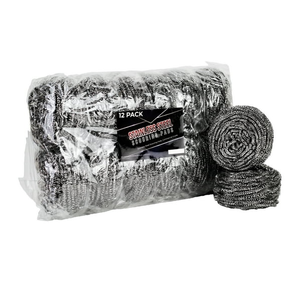 Brheez Stainless Steel Scouring Pads - Heavy Duty Industrial and Commercial Individually Wrapped, Extra Large - 80 gr, 12-pack