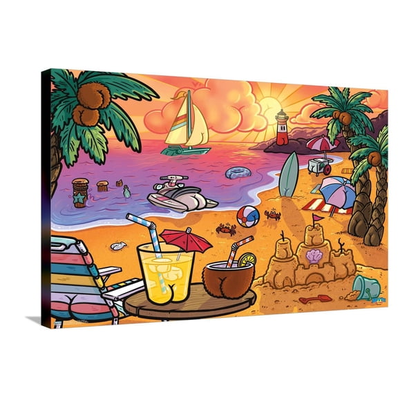 Brian Cook: Butts on Things - Beach Canvas Wall Poster, 22.375" x 34"