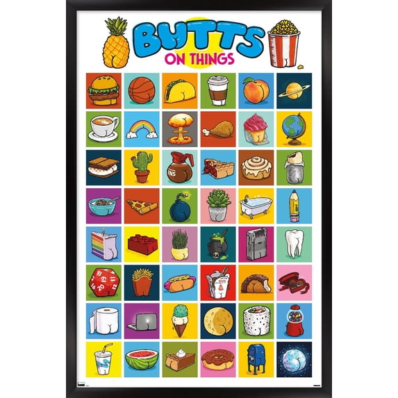 Brian Cook: Butts on Things - Collage Wall Poster, 14.725" x 22.375" Framed