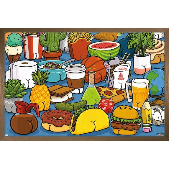 Brian Cook: Butts on Things - Food Wall Poster, 14.725" x 22.375" Framed
