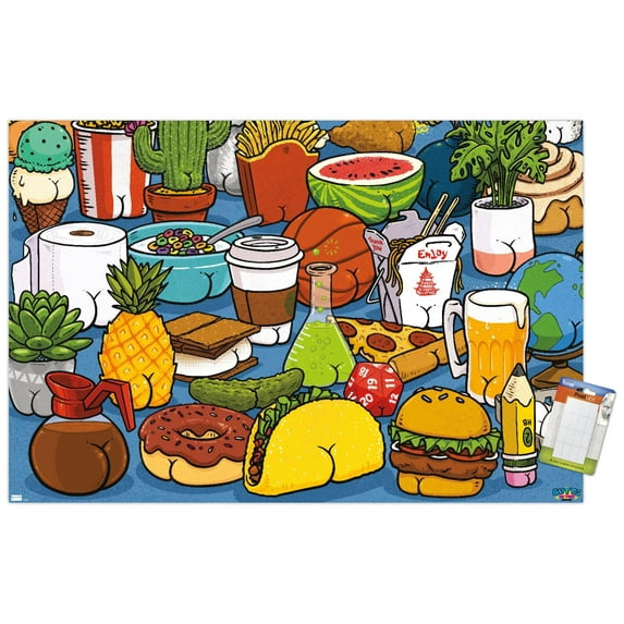 Brian Cook: Butts on Things - Food Wall Poster, 14.725" x 22.375"