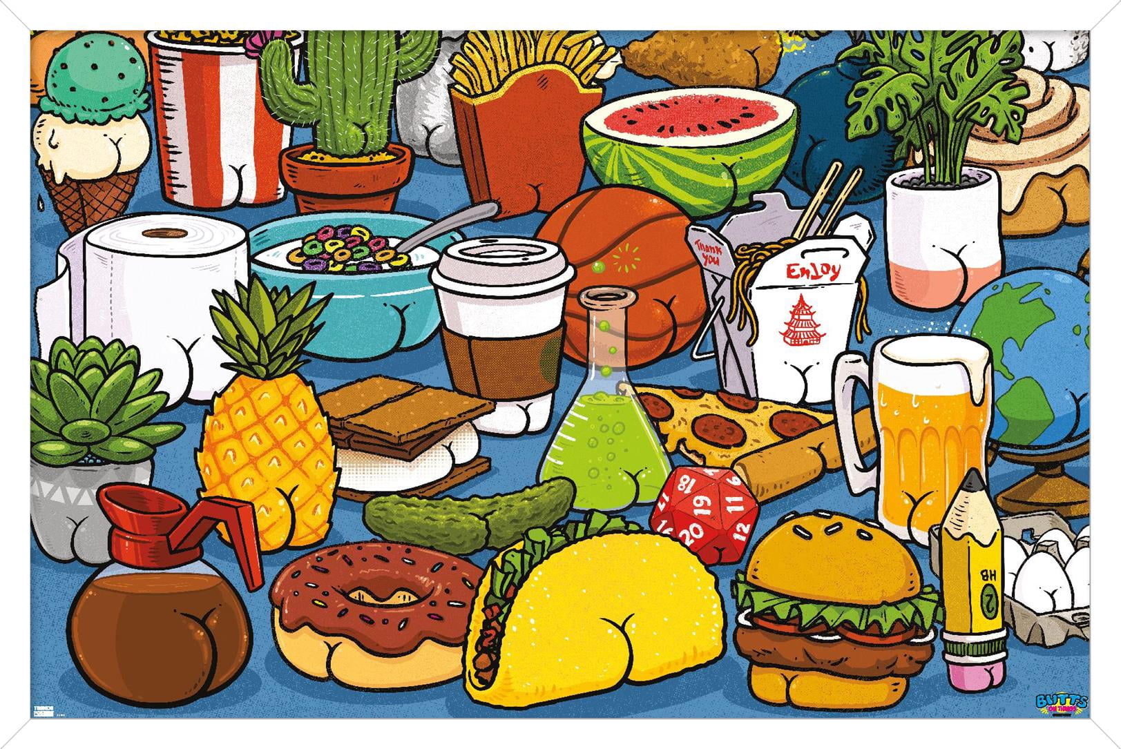 Brian Cook: Butts on Things - Food Wall Poster, 22.375" x 34" Framed