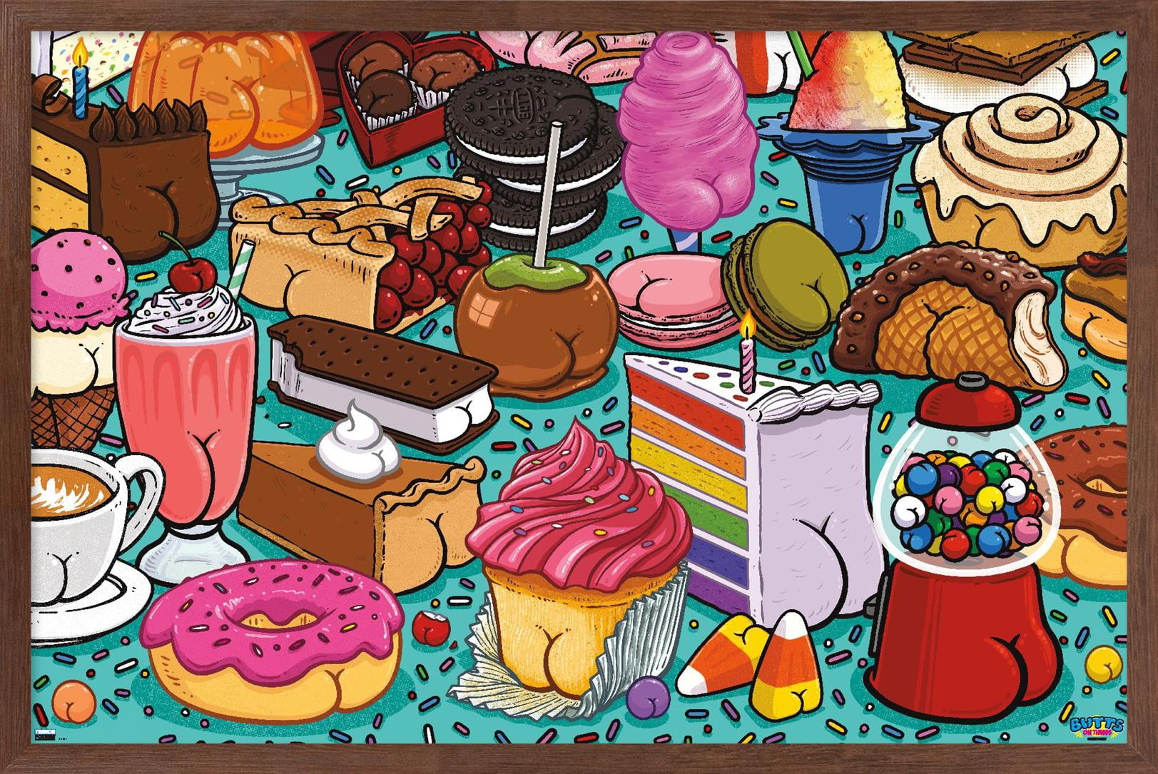 Brian Cook: Butts on Things - Sweets Wall Poster, 14.725" x 22.375" Framed