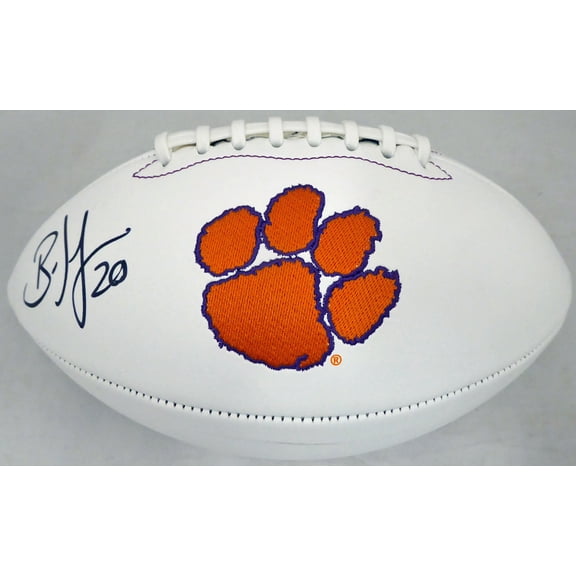 Brian Dawkins Autographed Clemson Tigers White Logo Football Beckett BAS 185115