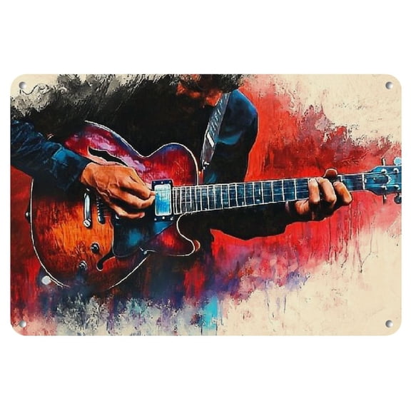 Brian May's Electric Guitar Iron Wall Art, 12x8 inches - Frameless Metal Painting for Home Decor
