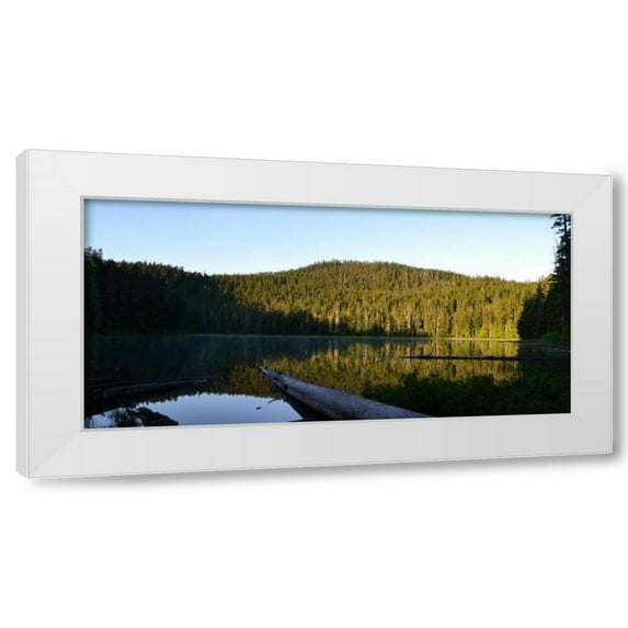 Brian Moore 4x24 White Modern Wood Framed Wall Art Titled - Morning at the Lake VI