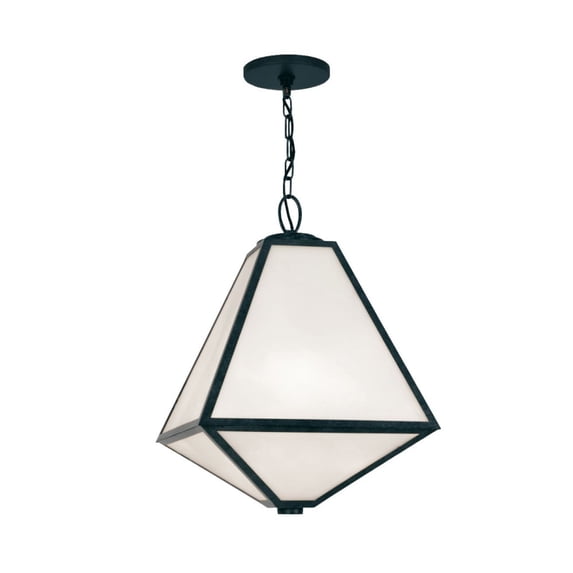 GLA-9705-OP-BC Crystorama Lighting Glacier - Three Light Outdoor Chandelier-Black Charcoal Finish-White Opal Glass Color