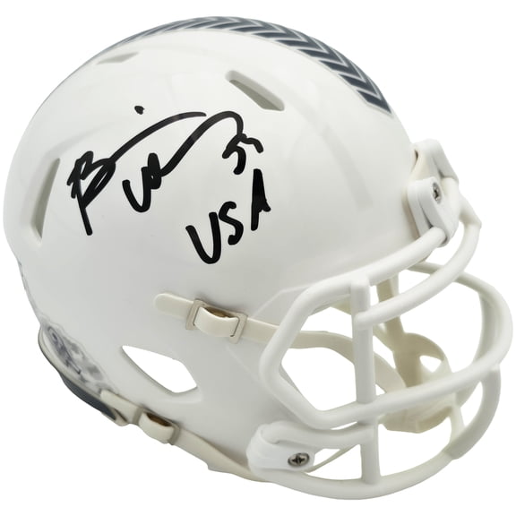 Brian Urlacher Autographed Chicago Bears White 2024 Salute To Service Speed Mini Helmet "USA" Beckett BAS Witness Stock #261927