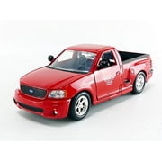 1999 Ford F-150 SVT Lightning Pickup Truck Candy Red with Black Stripes \Just Trucks\" Series 1/24 Diecast Model Car by Jada"