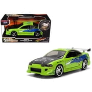 Brians Mitsubishi Eclipse Green with Graphics Damaged Version "The Fast and the Furious" 2001 1/32 Diecast Model Car by Jada