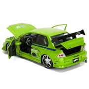 Brians Mitsubishi Lancer Evolution VII Green with Graphics Fast & Furious Movie 1/24 Diecast Model Car by Jada