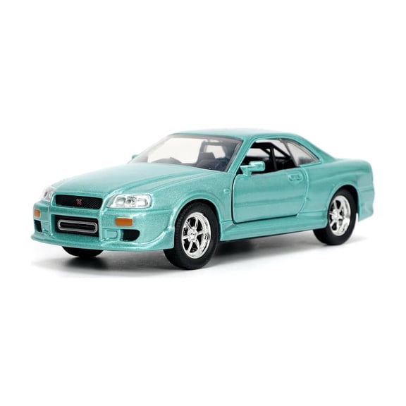 Brian's Nissan Skyline GT-R (BNR34) RHD (Right Hand Drive) Turquoise Metallic "Fast & Furious" Movie 1/32 Diecast Model Car by Jada