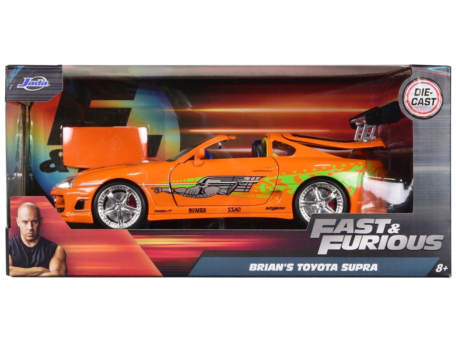Brian's Toyota Supra Orange with Graphics, Fast & Furious Diecast