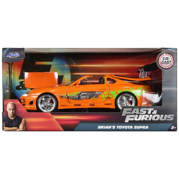 Brian's Toyota Supra Orange with Graphics "Fast & Furious" Movie 1/24 Diecast Model Car by Jada
