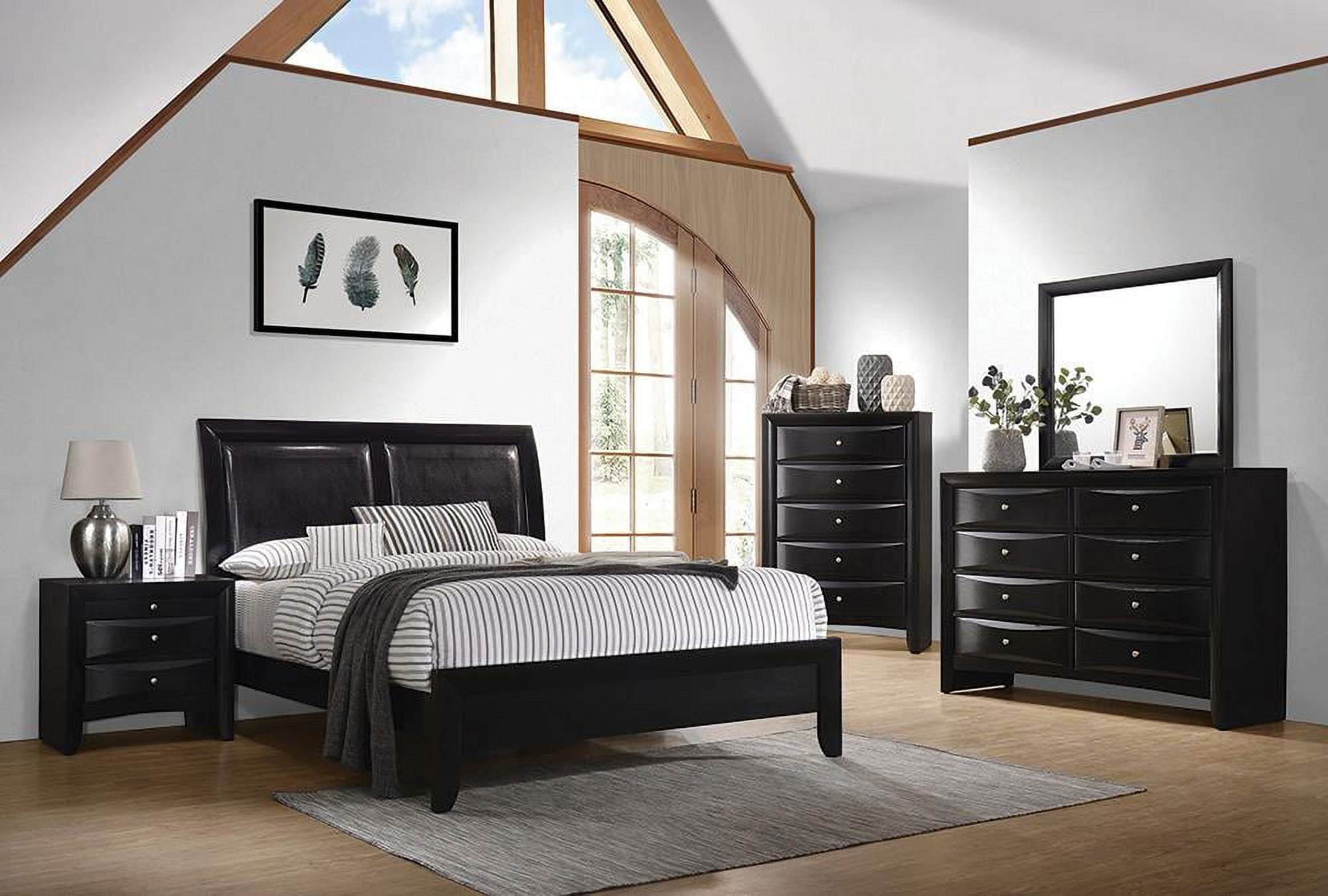 Briana Black Faux Leather Queen Bedroom Set