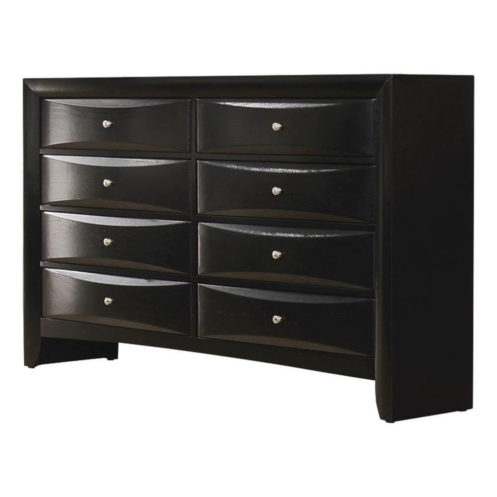 Black Transitional Dresser with Mirror and 8 Drawers