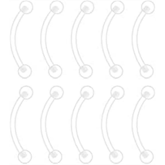 Briana Williams 10-40PCS Clear Bioflex Acrylic Curved Barbell Snake Eyes Tongue Ring Retainer Piercing 14G
