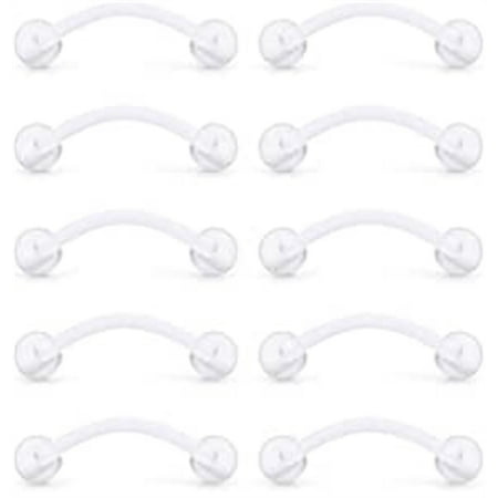 Briana Williams 10-40PCS Clear Bioflex Acrylic Curved Barbell Snake Eyes Tongue Ring Retainer Piercing 14G
