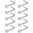thumbnail image 1 of Briana Williams 10PCS 18G Surgical Steel Diamond CZ Nose Stud Rings, 1 of 1