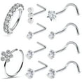 thumbnail image 1 of Briana Williams 10PCS 20G Nose Rings, Surgical Steel L-Shaped, Nose Piercing Jewelry, 1 of 7