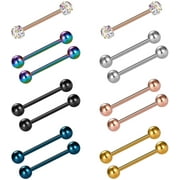Briana Williams 14G 16mm Tongue Rings,Nipple Rings Straight Barbells Surgical Steel Body Piercing Jewelry