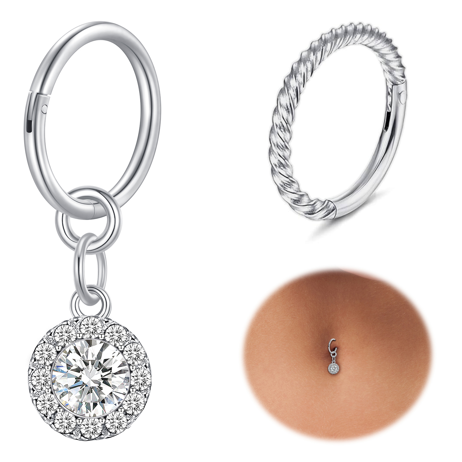 Briana Williams 14G Belly Button Rings Belly Hoop Ring Navel Rings Clicker Segment Belly