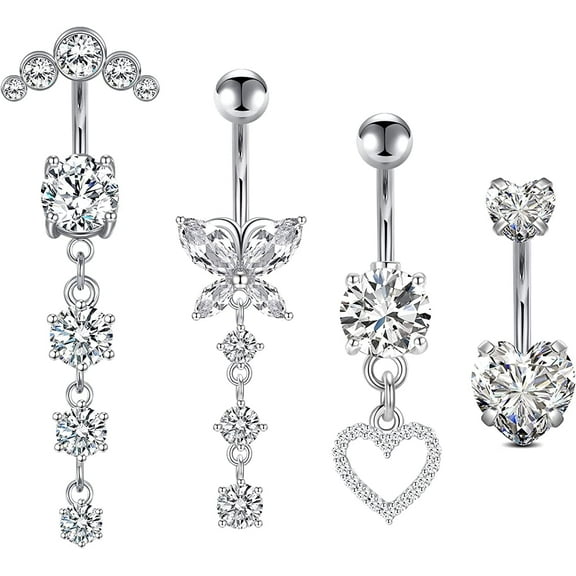 Briana Williams 14G Dangle Belly Button Rings Silver Belly Button Rings Belly Rings