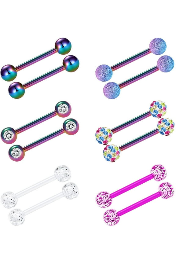 14G Nipple Rings Tongue Ring 9/16" Surgical Steel Body Piercing Jewelry