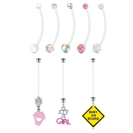 Briana Williams Pregnancy 14G Belly Button Rings, 38 mm