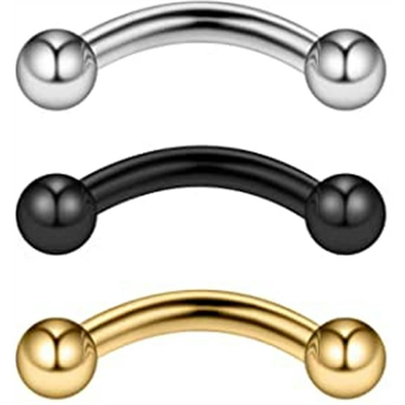 Briana Williams 14G Stainless Steel Curved Eyebrow Rings Petite Belly Rings Body Jewelry Piercing Se