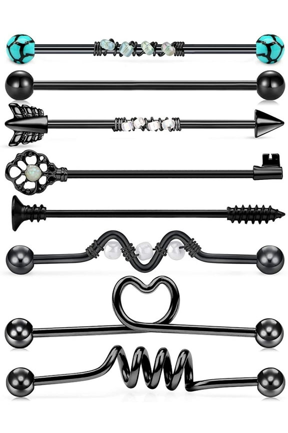 14G Stainless Steel Industrial Barbell Earring Cartilage Body Piercing Jewelry 38mm 1&1/2 Inch Industrial Piercing Bar