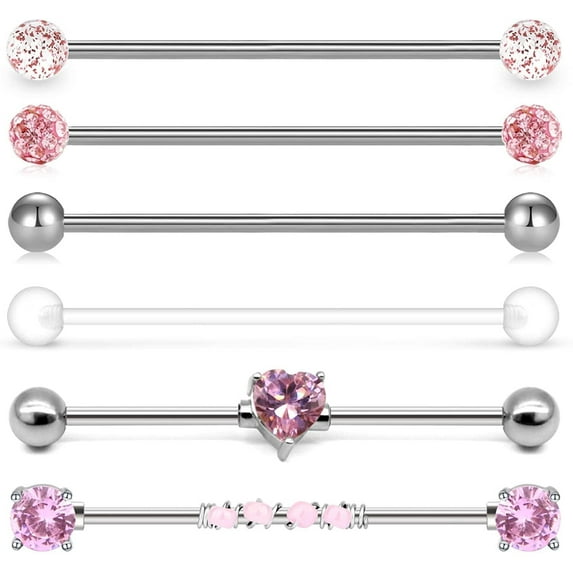Briana Williams 14G Stainless Steel Industrial Barbell Earring Cartilage Body Piercing Jewelry 38mm 1&1/2 Inch Industrial Piercing Bar