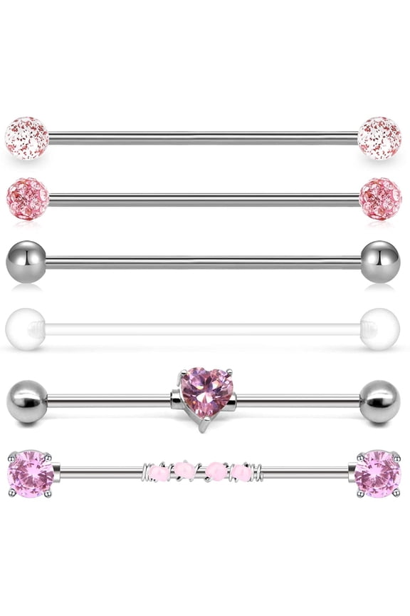 14G Stainless Steel Industrial Barbell Earring Cartilage Body Piercing Jewelry 38mm 1&1/2 Inch Industrial Piercing Bar