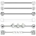 thumbnail image 1 of Briana Williams 14g Industrial Barbell Surgical Steel Cartilage Earrings CZ Industrial Earring Crystal Ferido Industrail Piercing 1 1/2"(38mm) Bar Length, 1 of 5