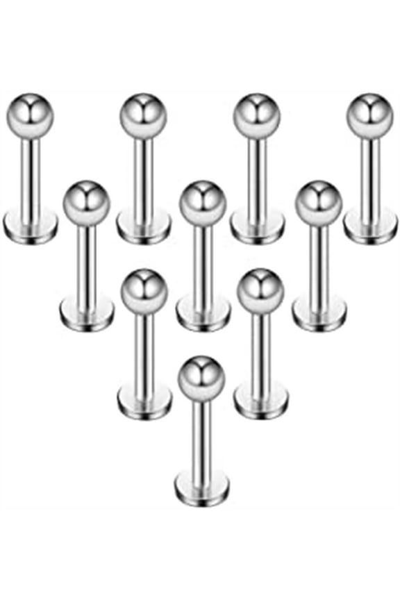 16G Labret Monroe Lip Ring Black Titanium Anodized 316L Stainless Steel 3mm Ball