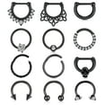thumbnail image 1 of Briana Williams 16G Nose Ring Crystal Clicker Septum Piercing Jewelry Stainless Steel Horseshoe Barbell, 1 of 5