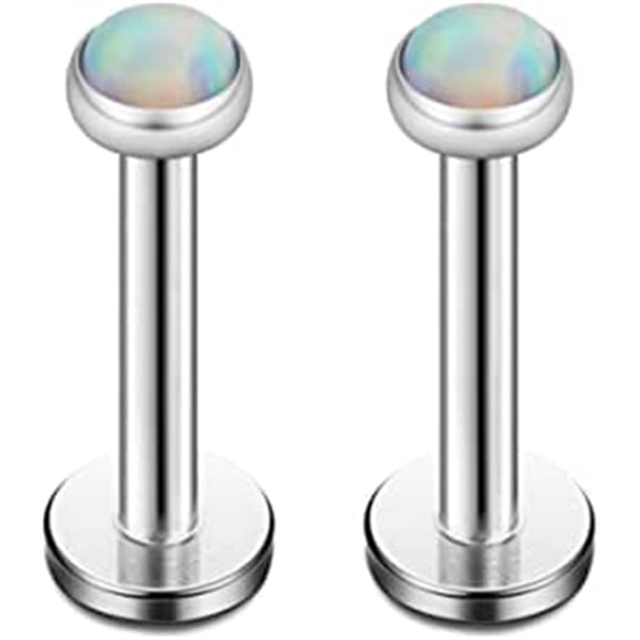 Briana Williams 16G Opal Internally Threaded Labret Monroe Lip Ring Tragus Helix Earring