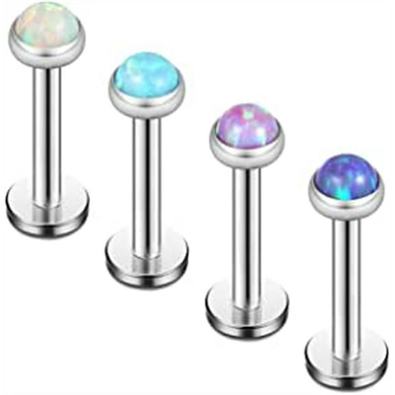 Briana Williams 16G Opal Tragus Helix Earring Stud Stainless Steel Labret Monroe Lip Ring