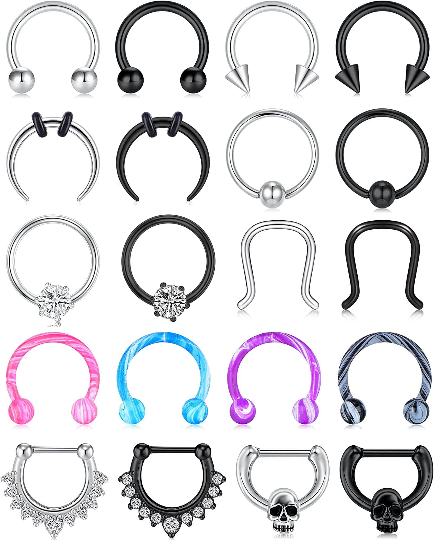 16G Nose Horseshoe Rings Pink Septum Ring – OUFER BODY JEWELRY