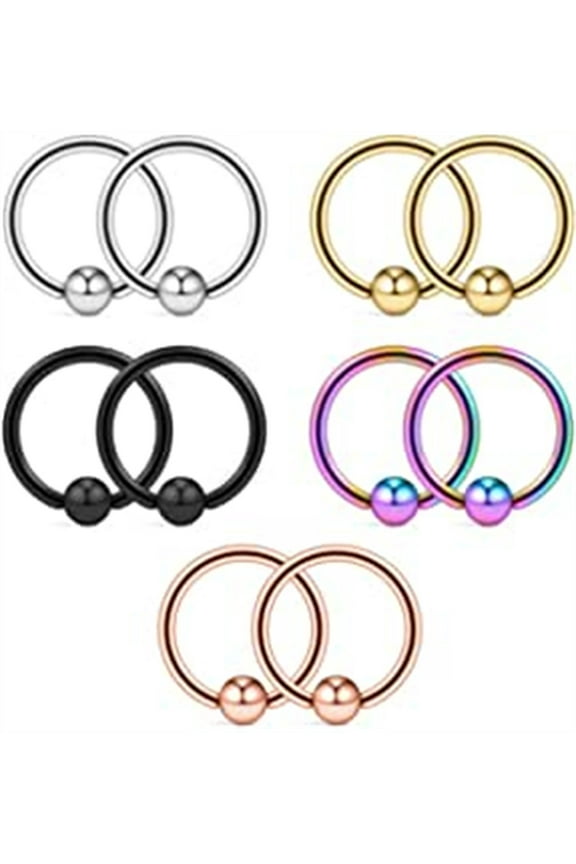 16G Surgical Steel Captive Bead Nose Tragus Lip Nipple Belly Piercing Jewelry Rings