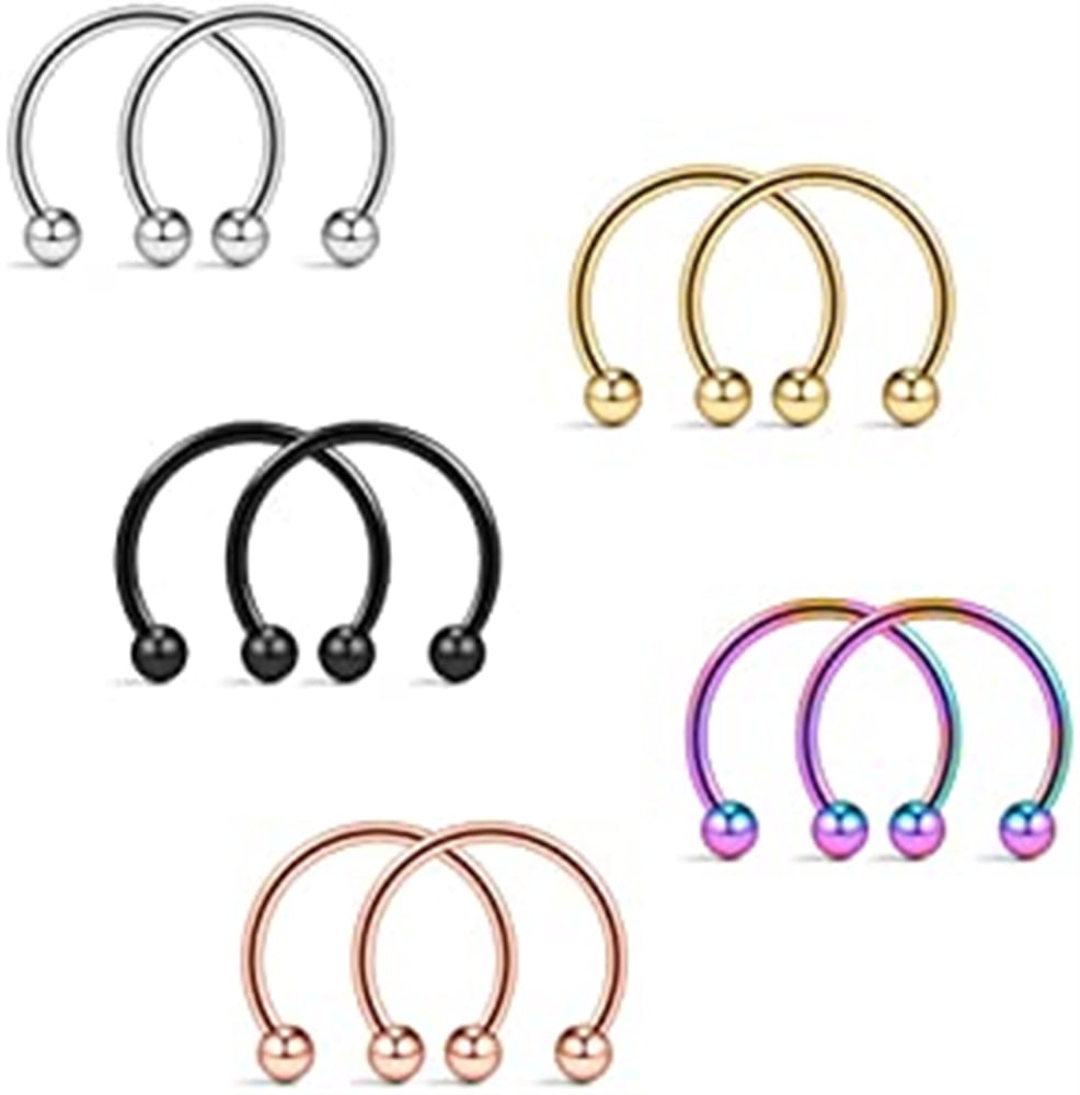 Briana Williams 4 pièces 16G Septum Clicker Nez Anneaux Bague 8mm en Acier Inoxydable Articulé Segment Vintage Nez Piercing