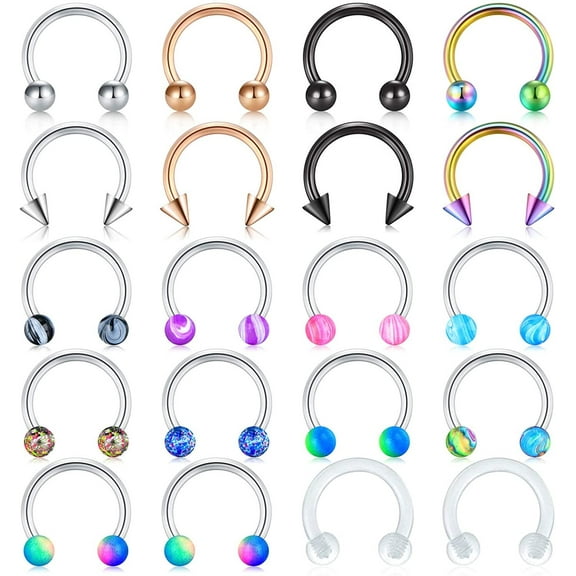 Briana Williams High Surgical Steel Nose Ring with Free Velvet Bag, 20 Piece