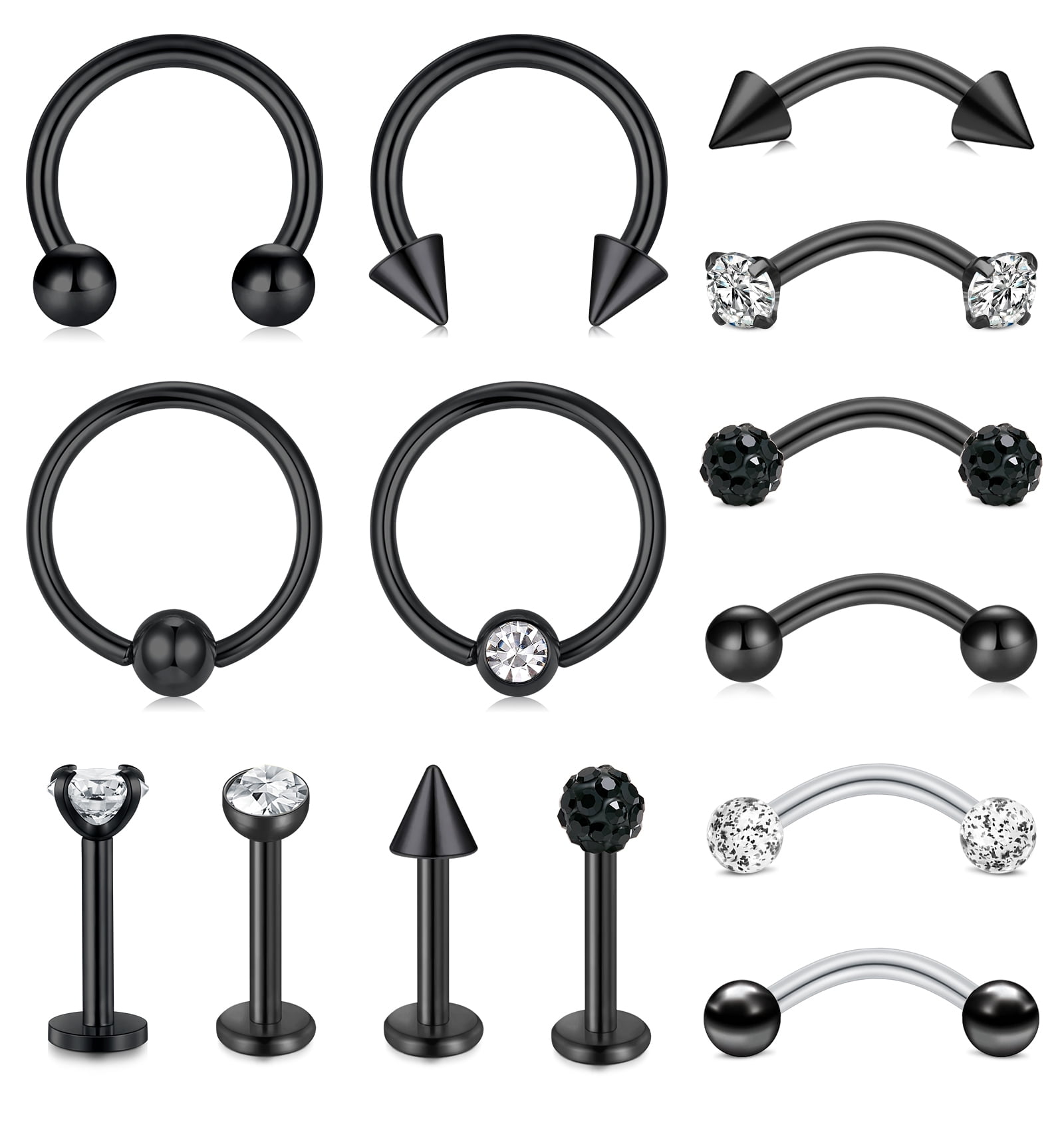 Briana Williams 16G Tragus Earrings Lip Rings Studs Surgical Steel