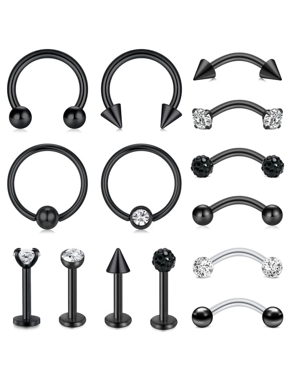 16G Tragus Earrings Lip Rings Studs Surgical Steel Tragus Helix Piercing Curved Barbell Eyebrow Rings