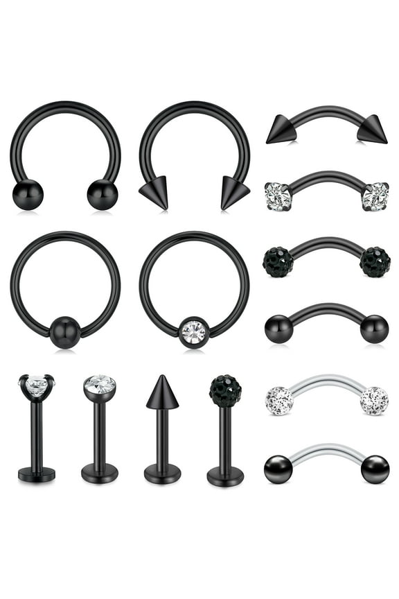 16G Tragus Earrings Lip Rings Studs Surgical Steel Tragus Helix Piercing Curved Barbell Eyebrow Rings