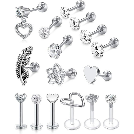 Briana Williams 16G Tragus Earrings for Women Stainless Steel Diamond Cartilage Earring