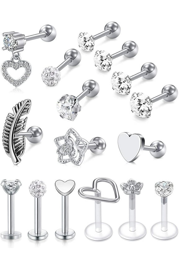 16G Tragus Earrings for Women Stainless Steel Diamond Cartilage Earring